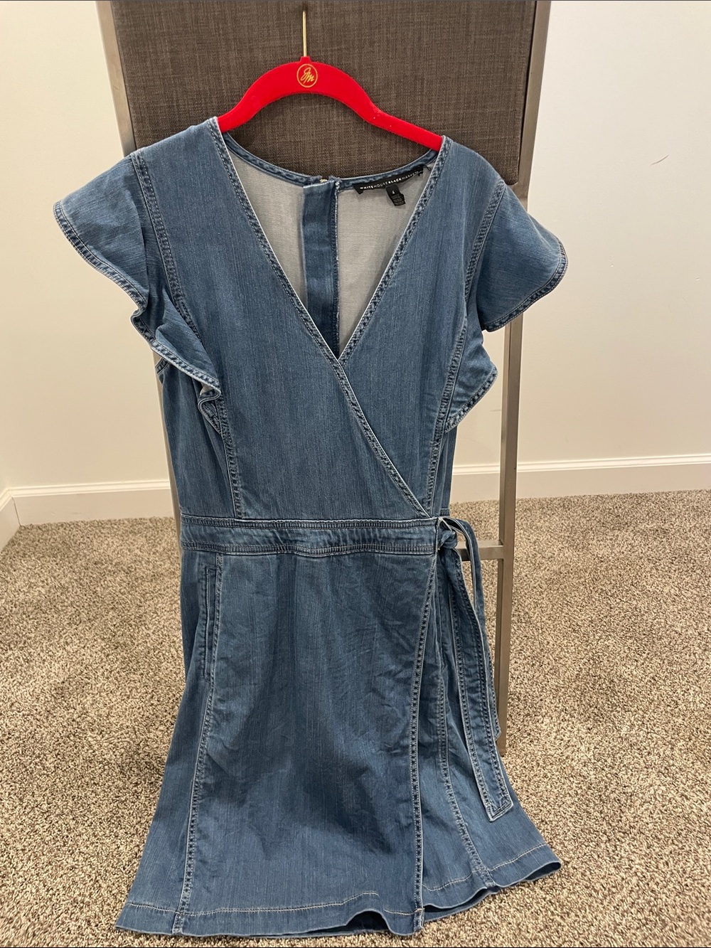 White House Black Market Blue Denim Wrap Dress